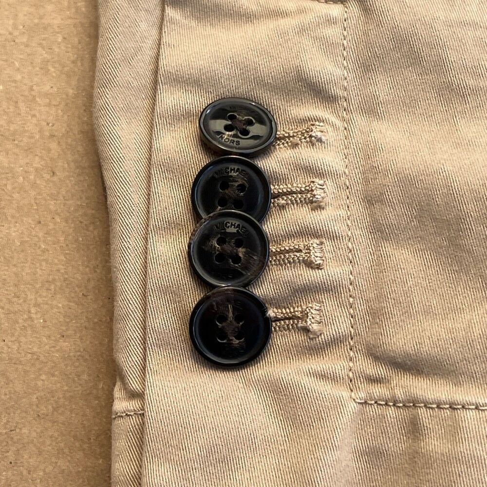 Michael Kors Tan Beige Size 46R 2 Button Cotton Blazer Jacket Casual - Picture 3 of 14